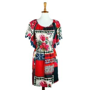 Vanessa Virginia Anthropologie Sz S Red Sheath Pom